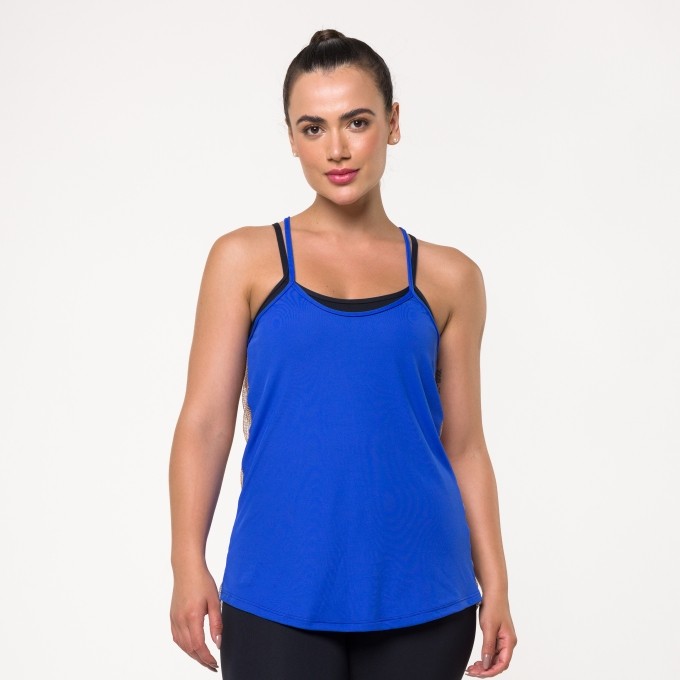 Camiseta Mullet Azul Royal em Dry Sense e com Tela Dourada nas Costas