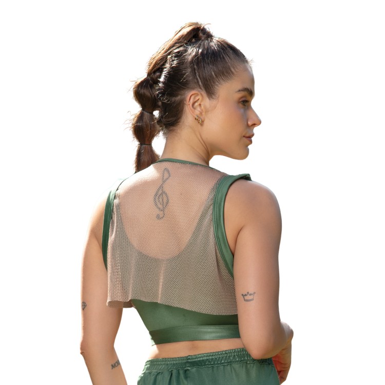 Cropped em Cirrê com Tela Sobreposta