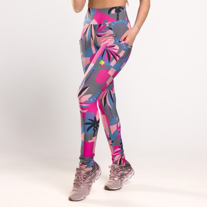 Calça Legging Print Estampada com Bolsos