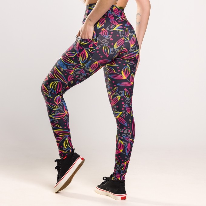 Calça Legging Print Estampada com Bolsos
