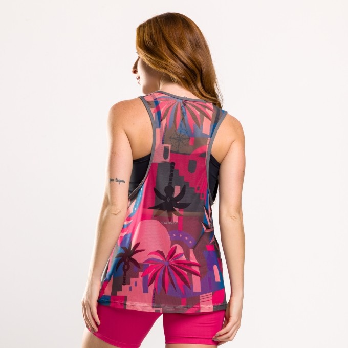 Regata com Costas em Tule Estampado