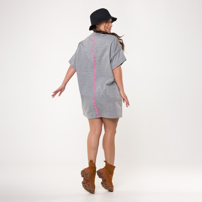 Dress Cinza Mescla em Moletom Ararinha com Bolsos