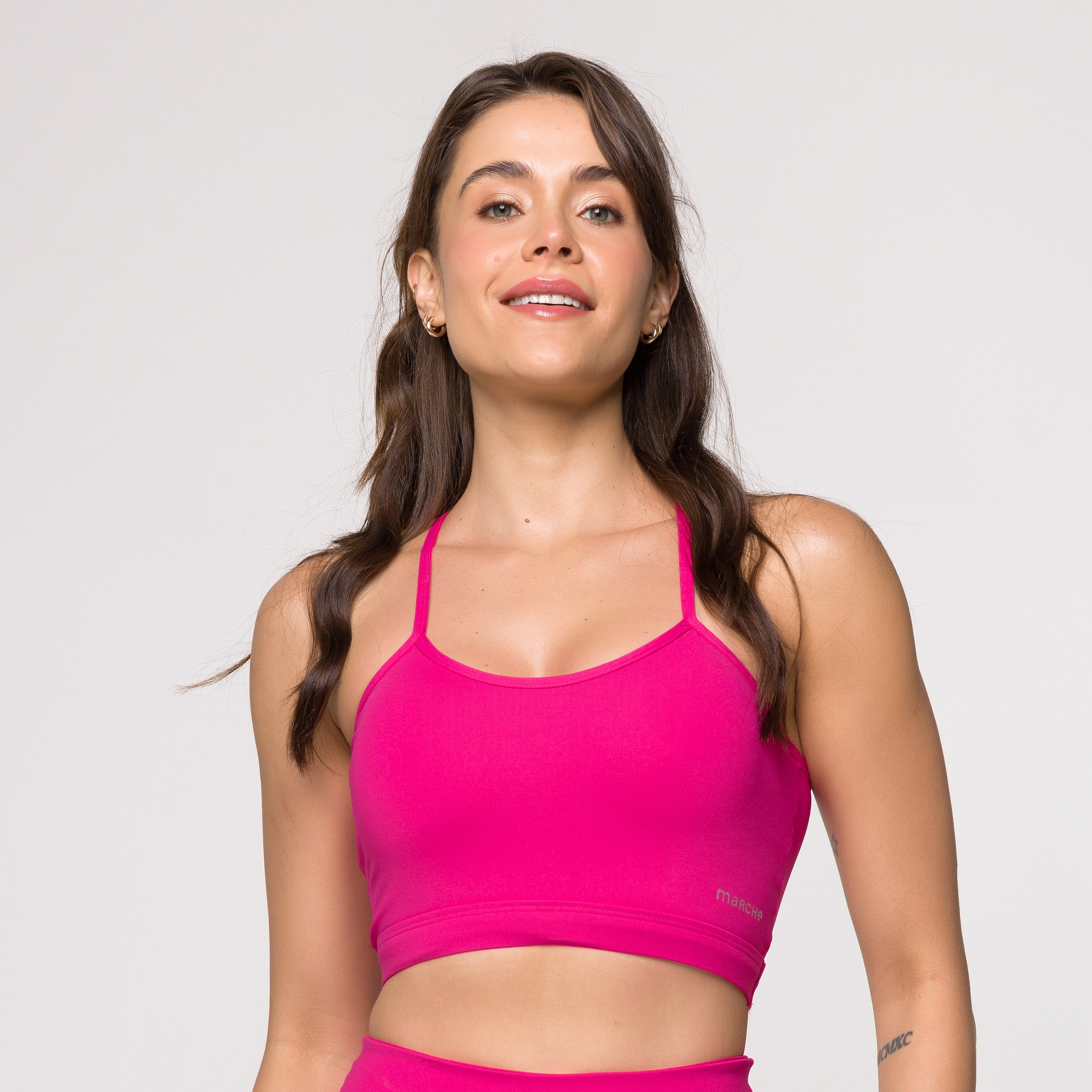 Top Rosa Enjoy Básico com Alças e Bojo Removível - Marche Fitwear